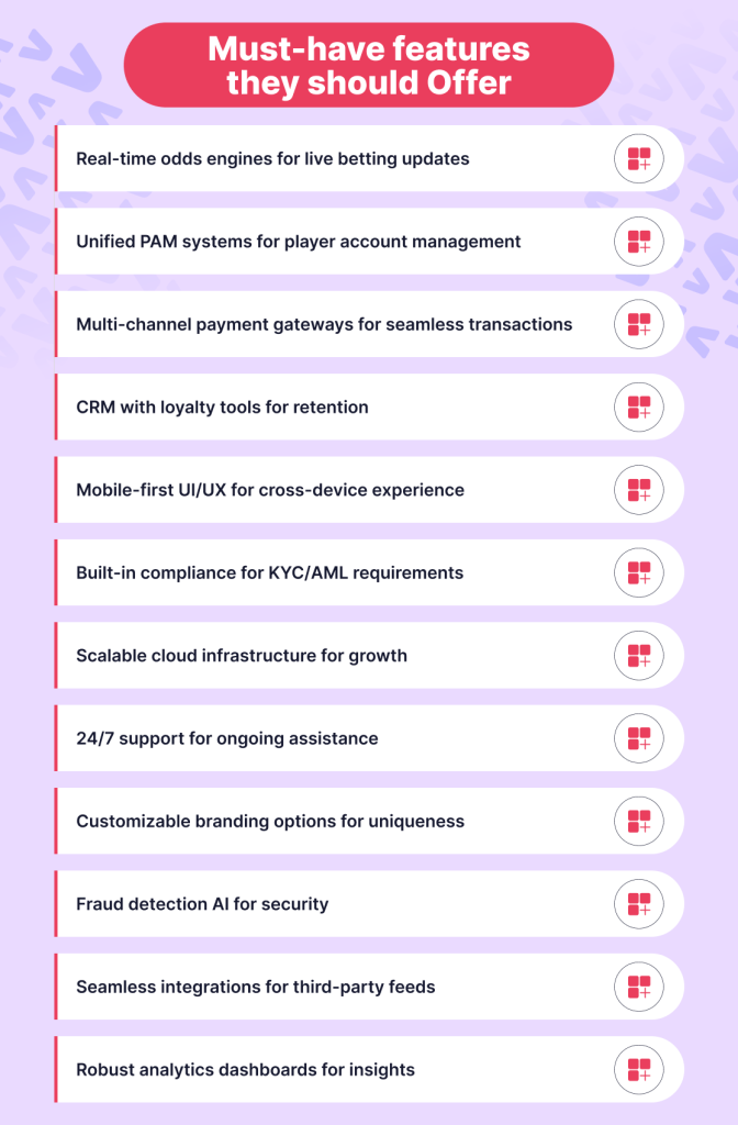 Must have features they should Offer